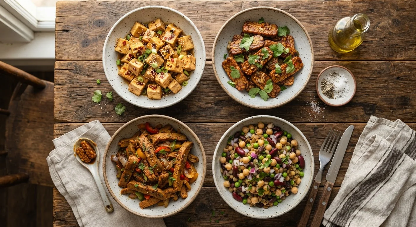 Plant-Based Proteins at the Dinner Table: Tofu, Tempeh, Seitan, and Legumes Compared