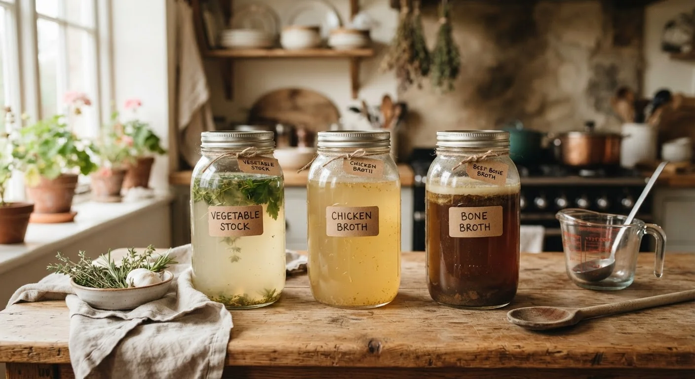 Stock, Broth, and Bone Broth — What's Actually Different